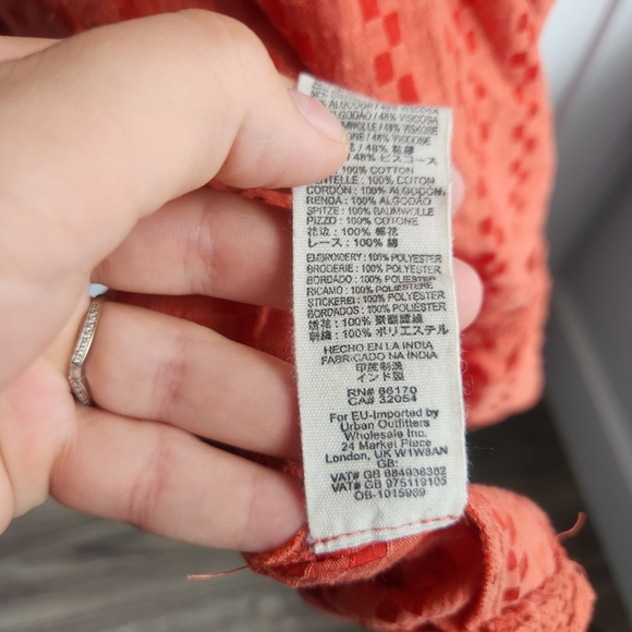 Free People Embroidered Elisa Orange Tunic Top Size S - Picture 7 of 11